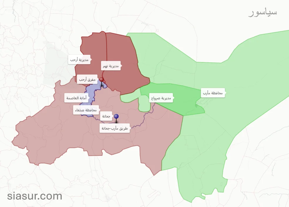 خارطة صرواح ونهم، مأرب وصنعاء